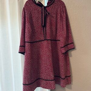 CeCe Burgundy and Black Patterned Dress